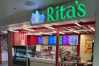 Completed Rita's Italian Ice storefront at BWI Airport, the first Rita's in any U.S. airport