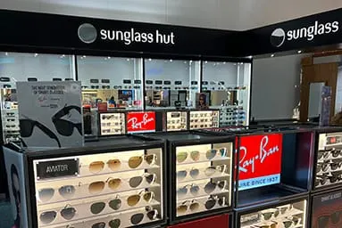 Renovated Sunglass Hut storefront at BWI Airport